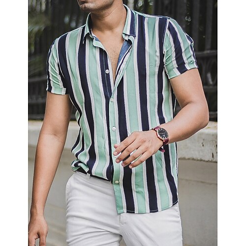 Herre Skjorte Button Up skjorte Sommer skjorte Casual skjorte Grøn Kortærmet Stribet Aftæpning Daglig Ferierejse Trykt mønster Tøj Mode Afslappet Bekvem
Herre Skjorte Button Up skjorte Sommer skjorte Casual skjorte Grøn Kortærmet Stribet Aftæpning Daglig Ferierejse Trykt mønster Tøj Mode Afslappet Bekvem