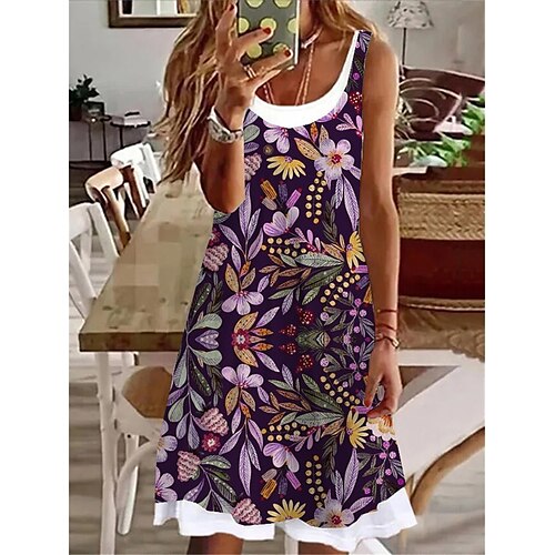 Dame Uformell kjole Tankkjole Sommerkjole Blomstret falske to stykker Trykt mønster Crew-hals Mini kjole Aktiv Mote utendørs Daglig Ermeløs Løstsittende Lilla Sommer Vår S M L XL XXL
Dame Uformell kjole Tankkjole Sommerkjole Blomstret falske to stykker Trykt mønster Crew-hals Mini kjole Aktiv Mote utendørs Daglig Ermeløs Løstsittende Lilla Sommer Vår S M L XL XXL