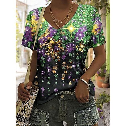 Mulheres Camiseta Verde Gráfico Imprimir Manga Curta Diário Final de semana Básico Decote V Padrão Pintura S
Mulheres Camiseta Verde Gráfico Imprimir Manga Curta Diário Final de semana Básico Decote V Padrão Pintura S