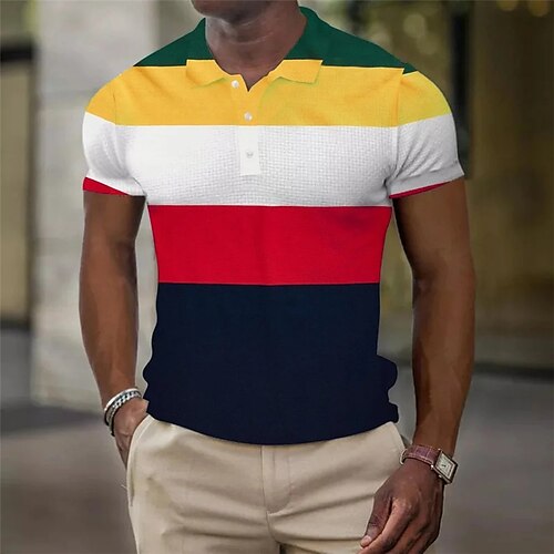 Herre POLO Trøje Golftrøje Stribet Grafiske tryk Aftæpning Blå Regnbue udendørs Gade Kortærmet Trykt mønster Tøj Mode Designer Afslappet Åndbart
Herre POLO Trøje Golftrøje Stribet Grafiske tryk Aftæpning Blå Regnbue udendørs Gade Kortærmet Trykt mønster Tøj Mode Designer Afslappet Åndbart