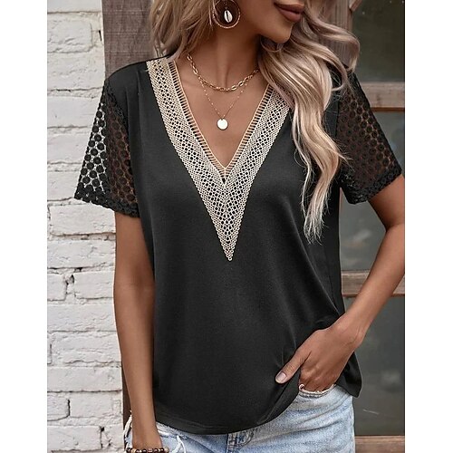 Per donna Camicia Blusa Nero Liscio Pizzo Manica corta Informale Essenziale A V Standard S
Per donna Camicia Blusa Nero Liscio Pizzo Manica corta Informale Essenziale A V Standard S