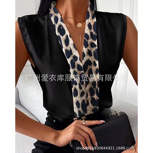 Mujer Camiseta sin mangas Negro Blanco Beige Leopardo Estampado Sin Mangas Trabajo Negocios Escote en Pico Regular S
Mujer Camiseta sin mangas Negro Blanco Beige Leopardo Estampado Sin Mangas Trabajo Negocios Escote en Pico Regular S