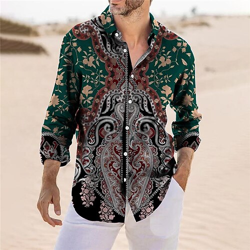 Homme Chemise Floral Tribal Imprimés Photos Rétro Vintage Col rabattu Vin Vert foncé Extérieur Plein Air manche longue Bouton bas Imprimer Vêtement Tenue Rétro Vintage Tropique Mode Design
Homme Chemise Floral Tribal Imprimés Photos Rétro Vintage Col rabattu Vin Vert foncé Extérieur Plein Air manche longue Bouton bas Imprimer Vêtement Tenue Rétro Vintage Tropique Mode Design
