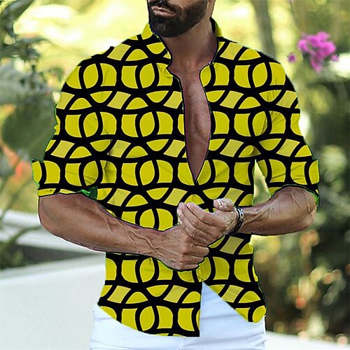 Hombre Camisa Estampados Geometría Cuello Vuelto Amarillo Exterior Calle Manga Larga Abotonar Estampado Ropa Moda Ropa de calle Design Suave
Hombre Camisa Estampados Geometría Cuello Vuelto Amarillo Exterior Calle Manga Larga Abotonar Estampado Ropa Moda Ropa de calle Design Suave