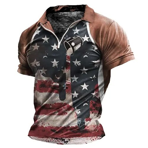 Herre POLO T-skjorte Zip Polo Golf skjorte Grafiske trykk Årgang Nasjonalflagg Aftæpning Brun utendørs Gate Kort Erme Glidelås Trykt mønster Klær Mote Designer Fritid Pustende
Herre POLO T-skjorte Zip Polo Golf skjorte Grafiske trykk Årgang Nasjonalflagg Aftæpning Brun utendørs Gate Kort Erme Glidelås Trykt mønster Klær Mote Designer Fritid Pustende