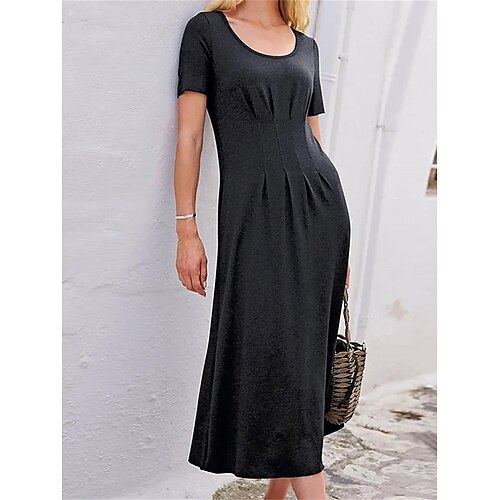 Dame T-skjorte kjole Uformell kjole T skjortekjole عادي Rynket Crew-hals Midikjole Gatemote Moderne utendørs Gate Kortermet Normal Svart Sommer Vår S M L XL XXL
Dame T-skjorte kjole Uformell kjole T skjortekjole عادي Rynket Crew-hals Midikjole Gatemote Moderne utendørs Gate Kortermet Normal Svart Sommer Vår S M L XL XXL
