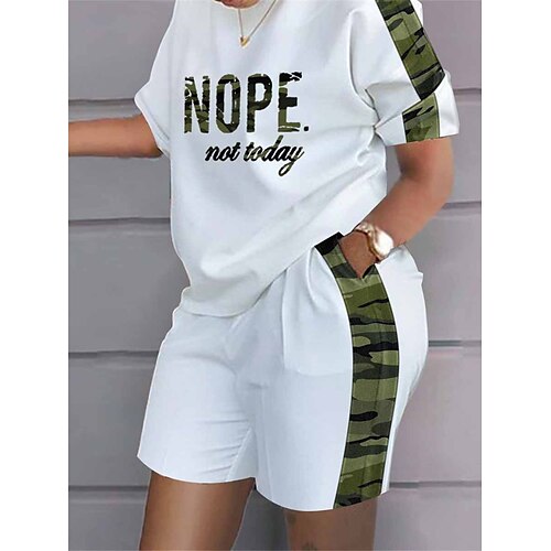 Dame Plusstørrelser Loungewear Sæt Bogstaver camouflage Mode Afslappet Gade Stævnemøde Lufthavn Polyester Åndbart Rund hals Kortærmet T-shirt Shorts Lomme Sommer Forår Sort Hvid
Dame Plusstørrelser Loungewear Sæt Bogstaver camouflage Mode Afslappet Gade Stævnemøde Lufthavn Polyester Åndbart Rund hals Kortærmet T-shirt Shorts Lomme Sommer Forår Sort Hvid