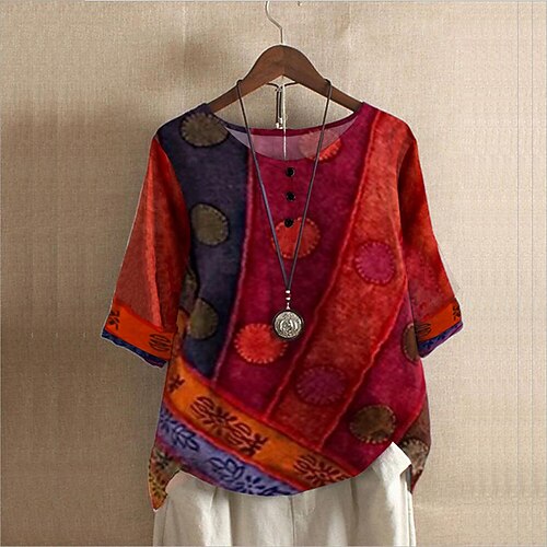 Mujer camisa de lino Camiseta Rojo Azul Piscina Morado Bloque de color A Rayas Estampado Media Manga Diario Deportes Ropa de calle Casual Cuello Barco Regular Talla Grande L
Mujer camisa de lino Camiseta Rojo Azul Piscina Morado Bloque de color A Rayas Estampado Media Manga Diario Deportes Ropa de calle Casual Cuello Barco Regular Talla Grande L