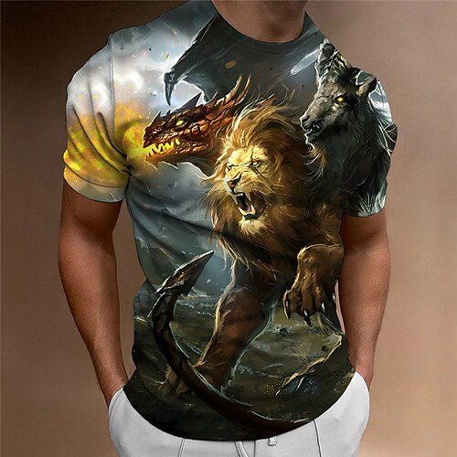 Herre T-shirt Grafisk Dyr Løve Rund hals Tøj 3D-udskrivning udendørs Daglig Kortærmet Trykt mønster Mode Designer Årgang
Herre T-shirt Grafisk Dyr Løve Rund hals Tøj 3D-udskrivning udendørs Daglig Kortærmet Trykt mønster Mode Designer Årgang