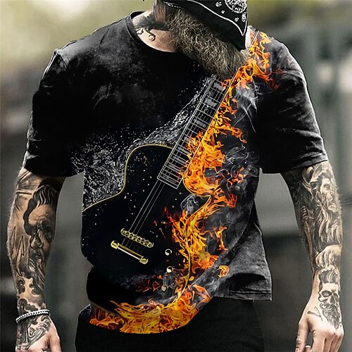Herre T skjorte Grafisk Flamme Musikkinstrument Crew-hals Klær 3D-utskrift utendørs Daglig Kortermet Trykt mønster Mote Designer Årgang
Herre T skjorte Grafisk Flamme Musikkinstrument Crew-hals Klær 3D-utskrift utendørs Daglig Kortermet Trykt mønster Mote Designer Årgang