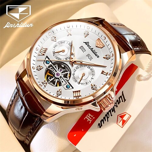 Reloj mecánico automático de lujo jsdun 8926, correa de cuero para hombre, reloj de oro rosa, diseño de esqueleto, reloj de pulsera impermeable para hombre a la moda
Reloj mecánico automático de lujo jsdun 8926, correa de cuero para hombre, reloj de oro rosa, diseño de esqueleto, reloj de pulsera impermeable para hombre a la moda