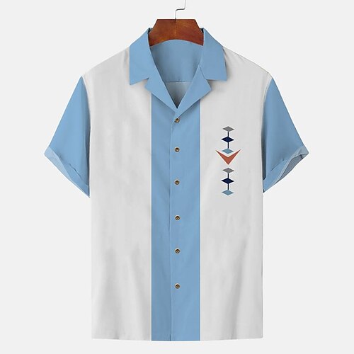 Per uomo Camicia Camicia da bowling Camicia con bottoni Camicia estiva Maglietta informale Blu Maniche corte A strisce Geometria Bavero Strada Da mare Stampa Abbigliamento Di tendenza Stile anni '50
Per uomo Camicia Camicia da bowling Camicia con bottoni Camicia estiva Maglietta informale Blu Maniche corte A strisce Geometria Bavero Strada Da mare Stampa Abbigliamento Di tendenza Stile anni '50