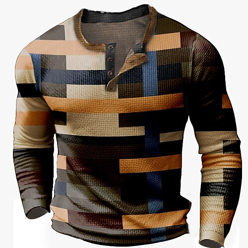 Herre Vaffel Henley-skjorte T-skjorter Grafisk Fargeblokk Henley Klær 3D-utskrift utendørs Avslappet Langermet Knapp Grunnleggende Mote Designer
Herre Vaffel Henley-skjorte T-skjorter Grafisk Fargeblokk Henley Klær 3D-utskrift utendørs Avslappet Langermet Knapp Grunnleggende Mote Designer