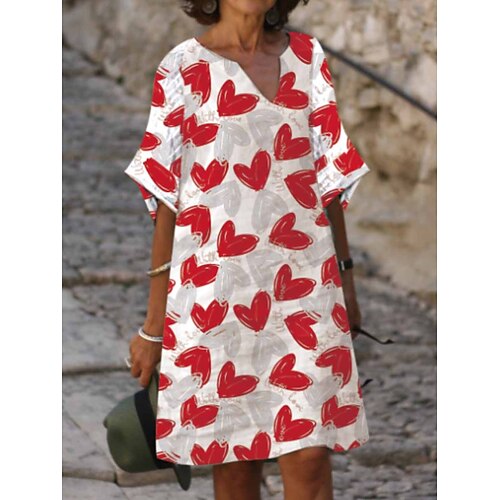 Dame Afslappet påklædning Skift Kjole Print kjole Hjerte Trykt mønster V-hals Midikjole Mode Gade Gade Daglig Kortærmet Løstsiddende Rød Sommer Forår M L XL XXL
Dame Afslappet påklædning Skift Kjole Print kjole Hjerte Trykt mønster V-hals Midikjole Mode Gade Gade Daglig Kortærmet Løstsiddende Rød Sommer Forår M L XL XXL
