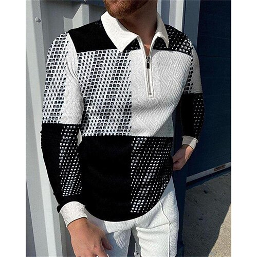 Herre Zip Polo POLO Trøje Golftrøje Farveblok Grafiske tryk Geometri Aftæpning Sort Gul Blå Lilla Grøn udendørs Gade Langærmet Lynlås Trykt mønster Tøj Mode Gade Designer Blødt
Herre Zip Polo POLO Trøje Golftrøje Farveblok Grafiske tryk Geometri Aftæpning Sort Gul Blå Lilla Grøn udendørs Gade Langærmet Lynlås Trykt mønster Tøj Mode Gade Designer Blødt