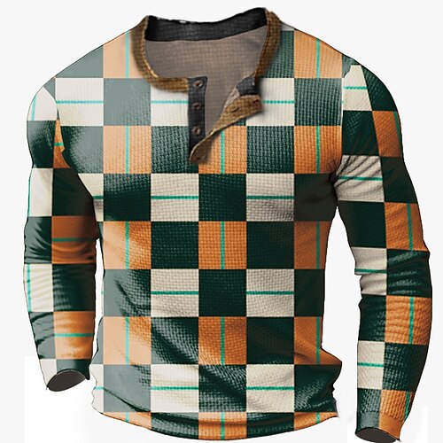 Herre Vaffel Henley skjorte T-Shirts Grafisk Plæd / Tern Henley Tøj 3D-udskrivning udendørs Afslappet Langærmet Knap Basale Mode Designer
Herre Vaffel Henley skjorte T-Shirts Grafisk Plæd / Tern Henley Tøj 3D-udskrivning udendørs Afslappet Langærmet Knap Basale Mode Designer