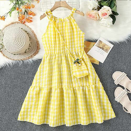 Bambino Da ragazza Vestito A quadri Al ginocchio Vestito Anniversario Senza spalline Senza maniche Di tendenza Vestito 3-7 anni Estate Giallo
Bambino Da ragazza Vestito A quadri Al ginocchio Vestito Anniversario Senza spalline Senza maniche Di tendenza Vestito 3-7 anni Estate Giallo