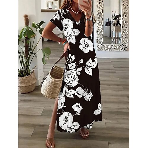 Dame Lang kjole Maxikjole Hverdagskjole Print kjole Blomstret Mode Gade udendørs Daglig I-byen-tøj Delt Trykt mønster Kortærmet V-hals Kjole Regulær Sort Sommer Forår S M L XL XXL
Dame Lang kjole Maxikjole Hverdagskjole Print kjole Blomstret Mode Gade udendørs Daglig I-byen-tøj Delt Trykt mønster Kortærmet V-hals Kjole Regulær Sort Sommer Forår S M L XL XXL
