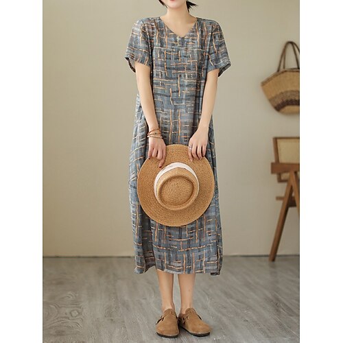 Per donna Abito in cotone e lino Abito casual Vestito a trapezio Vestito maxi Misto cotone Classico Informale Giornaliero A V Tasche Stampa Manica corta Estate Primavera 2023 Morbido Grigio Pop art M
Per donna Abito in cotone e lino Abito casual Vestito a trapezio Vestito maxi Misto cotone Classico Informale Giornaliero A V Tasche Stampa Manica corta Estate Primavera 2023 Morbido Grigio Pop art M