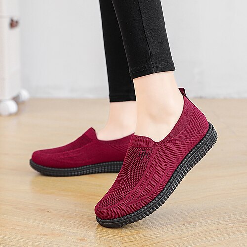 Dame Treningssko Slip-Ons Komfort Sko Flyknit sko Hjem Daglig Flat hæl Rund Tå Fritid minimalisme Gange Flying Weaving Tøfler Fargeblokk Svart Burgunder
Dame Treningssko Slip-Ons Komfort Sko Flyknit sko Hjem Daglig Flat hæl Rund Tå Fritid minimalisme Gange Flying Weaving Tøfler Fargeblokk Svart Burgunder