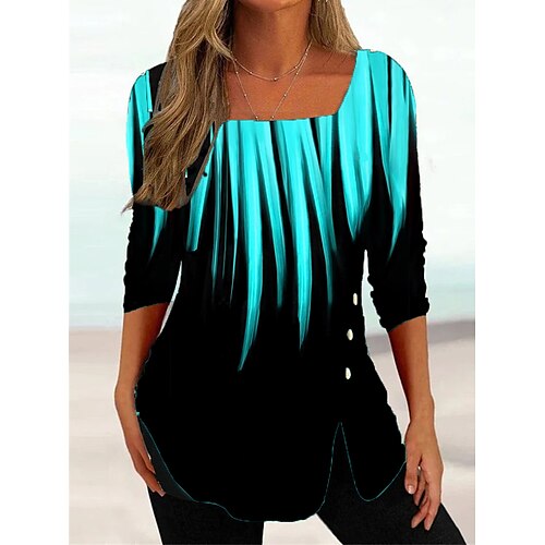 Mulheres Camiseta Preto Azul Verde Cores Gradiente Imprimir Manga 3/4 Diário Final de semana Básico Decote Quadrado Padrão Pintura S
Mulheres Camiseta Preto Azul Verde Cores Gradiente Imprimir Manga 3/4 Diário Final de semana Básico Decote Quadrado Padrão Pintura S