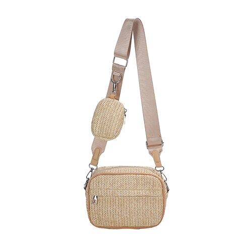 Dame Crossbody-veske Nøkkelpose Strå Daglig Glidelås Stor kapasitet Pustende Helfarge Kakifarget Beige
Dame Crossbody-veske Nøkkelpose Strå Daglig Glidelås Stor kapasitet Pustende Helfarge Kakifarget Beige