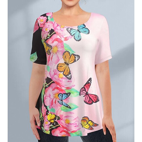 Damen T Shirt Weiß Rosa Purpur Blumen Schmetterling Bedruckt Kurzarm Festtage Wochenende Basic Rundhalsausschnitt Standard Blume Schmetterling Farbe Übergröße XL
Damen T Shirt Weiß Rosa Purpur Blumen Schmetterling Bedruckt Kurzarm Festtage Wochenende Basic Rundhalsausschnitt Standard Blume Schmetterling Farbe Übergröße XL
