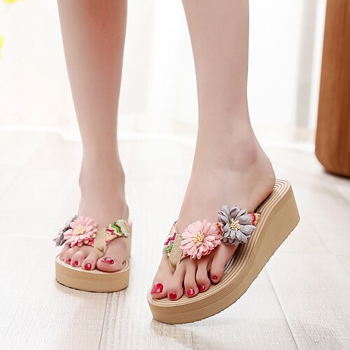 Dame Flip-flops Bohem Strandtøfler utendørs Strand Blomst Kile Hæl Åpen Tå Elegant Fritid EVA Tøfler Rosa Rød
Dame Flip-flops Bohem Strandtøfler utendørs Strand Blomst Kile Hæl Åpen Tå Elegant Fritid EVA Tøfler Rosa Rød