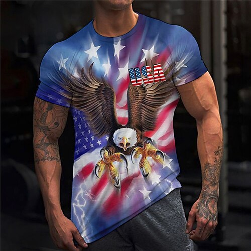 Herre T-shirt Grafisk Ørn Nationalflag Rund hals Tøj 3D-udskrivning udendørs Daglig Kortærmet Trykt mønster Mode Designer Årgang
Herre T-shirt Grafisk Ørn Nationalflag Rund hals Tøj 3D-udskrivning udendørs Daglig Kortærmet Trykt mønster Mode Designer Årgang