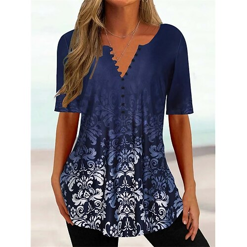 T shirt Tee Femme bleu marine Graphic Bouton Imprimer Manche Courte du quotidien Fin de semaine basique Col Rond Longue Standard Peinture S
T shirt Tee Femme bleu marine Graphic Bouton Imprimer Manche Courte du quotidien Fin de semaine basique Col Rond Longue Standard Peinture S