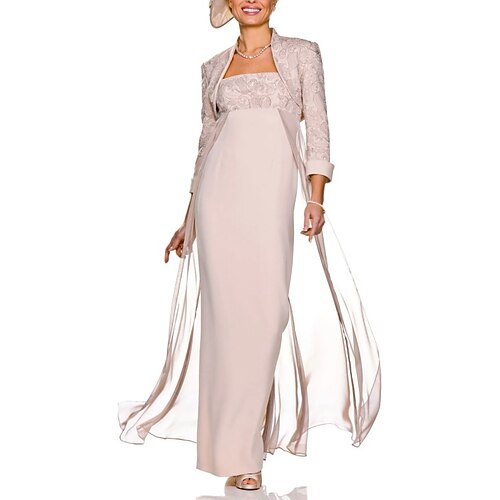 Todelt Tube / kolonne Kjole til brudens mor Bryllupsgæst Kirke Fest Elegant Halsbåd Ankellængde Chiffon 3/4-ærmer med Blonde Helfarve 2023
Todelt Tube / kolonne Kjole til brudens mor Bryllupsgæst Kirke Fest Elegant Halsbåd Ankellængde Chiffon 3/4-ærmer med Blonde Helfarve 2023
