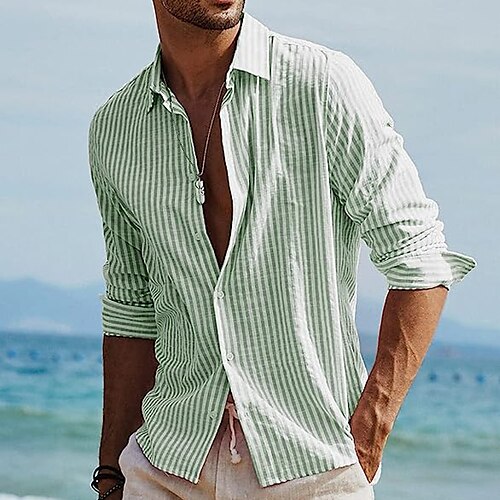 Herre Skjorte Button Up skjorte Casual skjorte Strandtrøje Lyserød Blå Grøn Grå Langærmet Stribet Aftæpning Daglig Ferierejse Trykt mønster Tøj Mode Afslappet Bekvem
Herre Skjorte Button Up skjorte Casual skjorte Strandtrøje Lyserød Blå Grøn Grå Langærmet Stribet Aftæpning Daglig Ferierejse Trykt mønster Tøj Mode Afslappet Bekvem