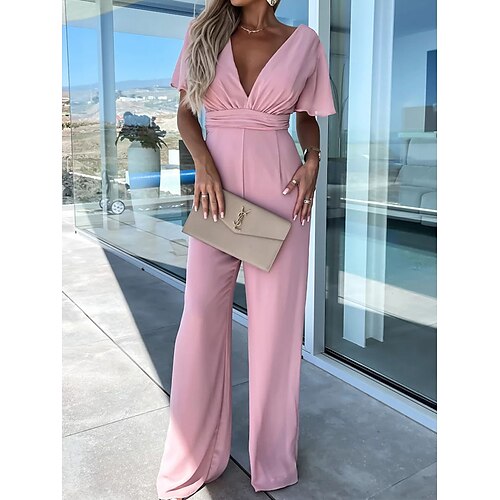 Combinaison Femme Taille haute Couleur unie Col V Vêtement de rue Soirée Bureau Standard Manche Courte Noir S Eté
Combinaison Femme Taille haute Couleur unie Col V Vêtement de rue Soirée Bureau Standard Manche Courte Noir S Eté