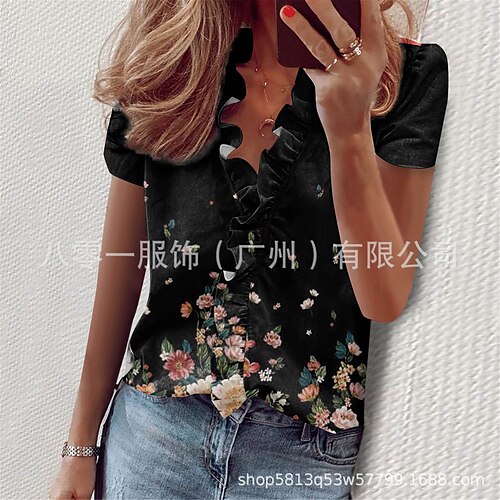 Damen Hemd Bluse Schwarz Weiß Rosa Graphic Blumen Rüsche Bedruckt Kurzarm Casual Festtage Basic V Ausschnitt Standard Blume S
Damen Hemd Bluse Schwarz Weiß Rosa Graphic Blumen Rüsche Bedruckt Kurzarm Casual Festtage Basic V Ausschnitt Standard Blume S