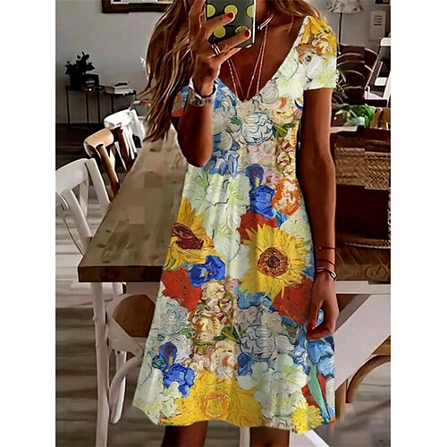 abito maglione casual da donna abito maglione a trapezio vestito maglione stampato stampa floreale scollo a V mini abito maglione moda attiva all'aperto strada manica corta vestibilità ampia nero
abito maglione casual da donna abito maglione a trapezio vestito maglione stampato stampa floreale scollo a V mini abito maglione moda attiva all'aperto strada manica corta vestibilità ampia nero