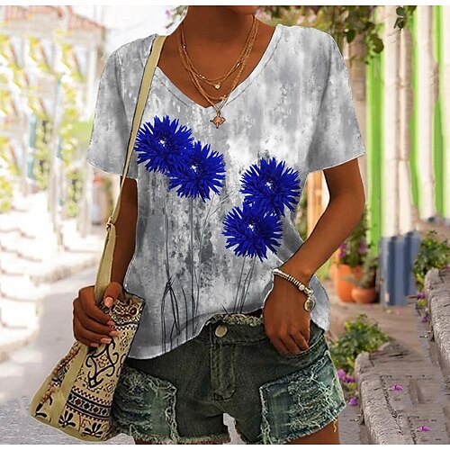 Damen T Shirt Rosa Blau Purpur Blumen Bedruckt Kurzarm Festtage Wochenende Basic V Ausschnitt Standard Blume Farbe S
Damen T Shirt Rosa Blau Purpur Blumen Bedruckt Kurzarm Festtage Wochenende Basic V Ausschnitt Standard Blume Farbe S