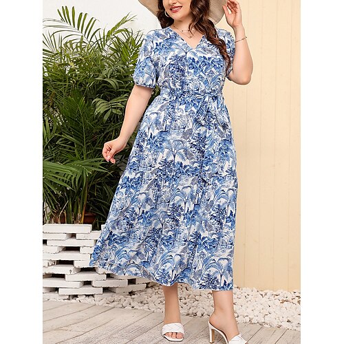 Dame Store størrelser Uformell kjole Solkjole Kjole med A-linje Blomstret Kokosnøttre Lang kjole Maxikjole Kortermet Trykt mønster V-hals Mote utendørs Rød Blå Sommer Vår L XL XXL 3XL 4XL
Dame Store størrelser Uformell kjole Solkjole Kjole med A-linje Blomstret Kokosnøttre Lang kjole Maxikjole Kortermet Trykt mønster V-hals Mote utendørs Rød Blå Sommer Vår L XL XXL 3XL 4XL