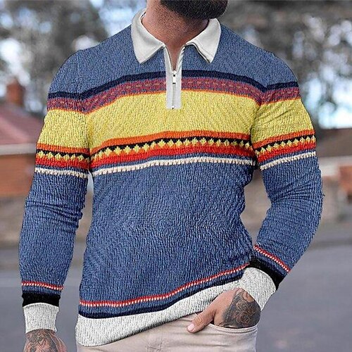 Herre POLO Trøje Zip Polo Golftrøje Stribet Grafiske tryk Geometri Aftæpning Blå udendørs Gade Langærmet Lynlås Trykt mønster Tøj Mode Gade Designer Blødt
Herre POLO Trøje Zip Polo Golftrøje Stribet Grafiske tryk Geometri Aftæpning Blå udendørs Gade Langærmet Lynlås Trykt mønster Tøj Mode Gade Designer Blødt