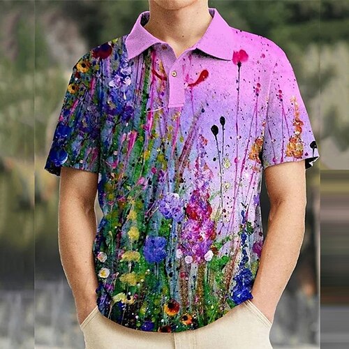 Herre POLO T-skjorte Golf skjorte Blomstret Grafiske trykk Aftæpning Lilla utendørs Gate Kort Erme Trykt mønster Klær Sport Mote Gatemote Designer
Herre POLO T-skjorte Golf skjorte Blomstret Grafiske trykk Aftæpning Lilla utendørs Gate Kort Erme Trykt mønster Klær Sport Mote Gatemote Designer