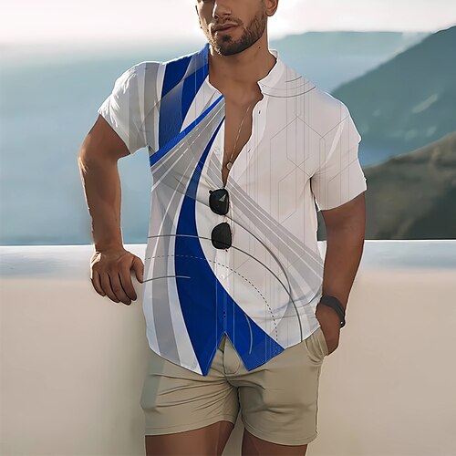 Men's Shirt Gradient Graphic Prints Geometry Linear Stand Collar Red Blue Purple Brown Green Outdoor Street Short Sleeve Button-Down Print Clothing Apparel Fashion Designer Casual Comfortable
Men's Shirt Gradient Graphic Prints Geometry Linear Stand Collar Red Blue Purple Brown Green Outdoor Street Short Sleeve Button-Down Print Clothing Apparel Fashion Designer Casual Comfortable
