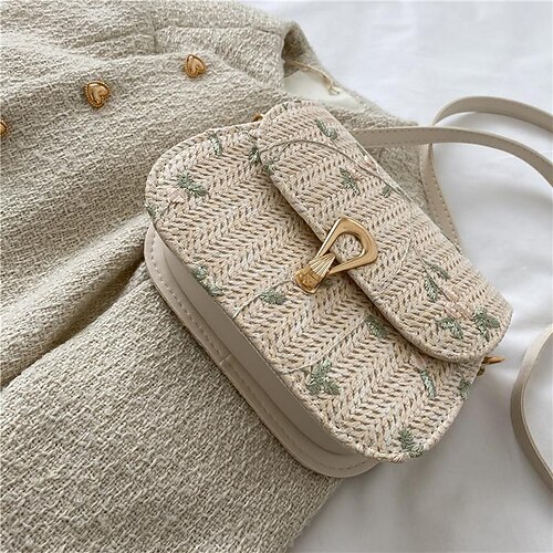 Dame Crossbody taske Halmpose Strå Daglig Ferie Holdbar Anti-Støv Hvid Kakifarvet
Dame Crossbody taske Halmpose Strå Daglig Ferie Holdbar Anti-Støv Hvid Kakifarvet