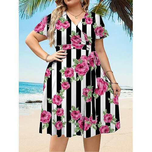 Dame Store størrelser Uformell kjole Kjole med A-linje Blomstret Stripe Midikjole Kortermet Trykt mønster V-hals Romantikk Stevnemøte Svart Sommer Vår L XL XXL 3XL 4XL
Dame Store størrelser Uformell kjole Kjole med A-linje Blomstret Stripe Midikjole Kortermet Trykt mønster V-hals Romantikk Stevnemøte Svart Sommer Vår L XL XXL 3XL 4XL