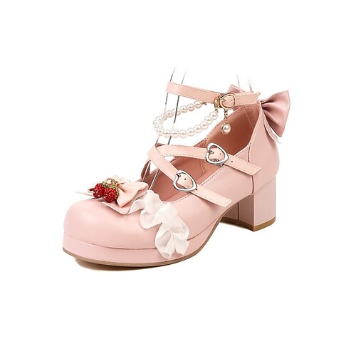 Dame Lolita-sko Lolita Daglig Sløyfe Imitasjonsperle Tykk hæl Rund Tå søt stil Fuskelær Ankel Stropp Helfarge Svart Rosa Beige
Dame Lolita-sko Lolita Daglig Sløyfe Imitasjonsperle Tykk hæl Rund Tå søt stil Fuskelær Ankel Stropp Helfarge Svart Rosa Beige