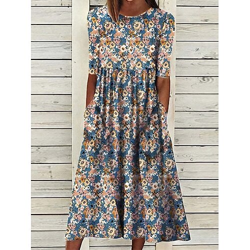 Dame Afslappet påklædning Blomster kjole Sommerkjole Blomstret Krøllede Folder Lomme Rund hals Midikjole Mode Moderne Daglig Ferie Kortærmet Regulær Blå Sommer Forår S M L XL XXL
Dame Afslappet påklædning Blomster kjole Sommerkjole Blomstret Krøllede Folder Lomme Rund hals Midikjole Mode Moderne Daglig Ferie Kortærmet Regulær Blå Sommer Forår S M L XL XXL