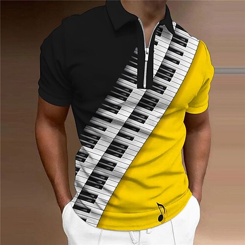 Herre POLO T-skjorte Zip Polo Golf skjorte Grafiske trykk Musikk Pano Keys Aftæpning Gul Grå utendørs Gate Kort Erme Glidelås Trykt mønster Klær Mote Designer Fritid Pustende
Herre POLO T-skjorte Zip Polo Golf skjorte Grafiske trykk Musikk Pano Keys Aftæpning Gul Grå utendørs Gate Kort Erme Glidelås Trykt mønster Klær Mote Designer Fritid Pustende