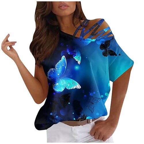 T shirt Tee Femme Noir Blanche bleu marine Papillon Imprimer Manche Courte du quotidien Fin de semaine basique Une Epaule Normal Standard Papillon Peinture S
T shirt Tee Femme Noir Blanche bleu marine Papillon Imprimer Manche Courte du quotidien Fin de semaine basique Une Epaule Normal Standard Papillon Peinture S