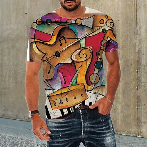 Herre T-shirt T-Shirts Grafisk Musikinstrumenter Rund hals Tøj 3D-udskrivning udendørs Afslappet Kortærmet Trykt mønster Årgang Mode Designer
Herre T-shirt T-Shirts Grafisk Musikinstrumenter Rund hals Tøj 3D-udskrivning udendørs Afslappet Kortærmet Trykt mønster Årgang Mode Designer