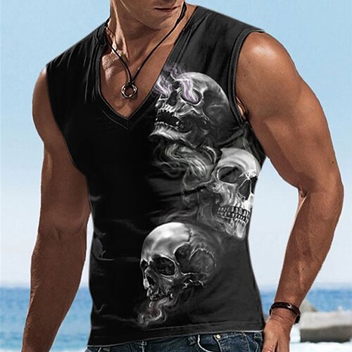 Herre Vest Top Ærmeløs T-shirt til mænd Grafisk Dødningehoveder V-hals Tøj 3D-udskrivning Sport Løb Uden ærmer 3D-udskrivning Designer Afslappet Muskel
Herre Vest Top Ærmeløs T-shirt til mænd Grafisk Dødningehoveder V-hals Tøj 3D-udskrivning Sport Løb Uden ærmer 3D-udskrivning Designer Afslappet Muskel