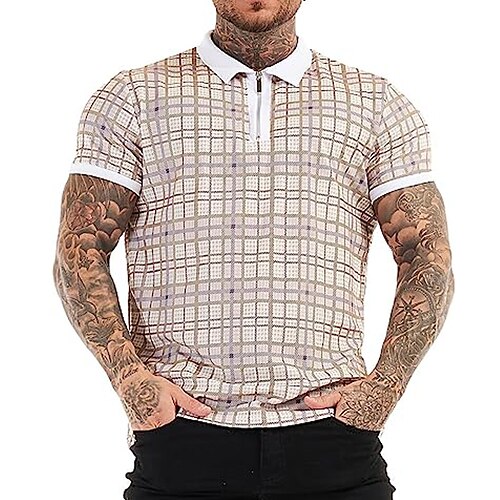 Herre POLO T-skjorte Zip Polo Avslappet Daglig Quarter Zip Kortermet Mote Grunnleggende Fargeblokk Pledd / Tern Glidelås Sommer Normal Beige POLO T-skjorte
Herre POLO T-skjorte Zip Polo Avslappet Daglig Quarter Zip Kortermet Mote Grunnleggende Fargeblokk Pledd / Tern Glidelås Sommer Normal Beige POLO T-skjorte