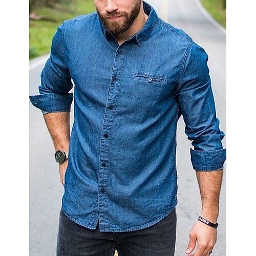 Herre Skjorte Jeans skjorte Denim Skjorte Casual skjorte Blå Langærmet Vanlig Knaphul Gade Ferierejse Lomme Tøj Mode Fritid Hawaiiansk
Herre Skjorte Jeans skjorte Denim Skjorte Casual skjorte Blå Langærmet Vanlig Knaphul Gade Ferierejse Lomme Tøj Mode Fritid Hawaiiansk